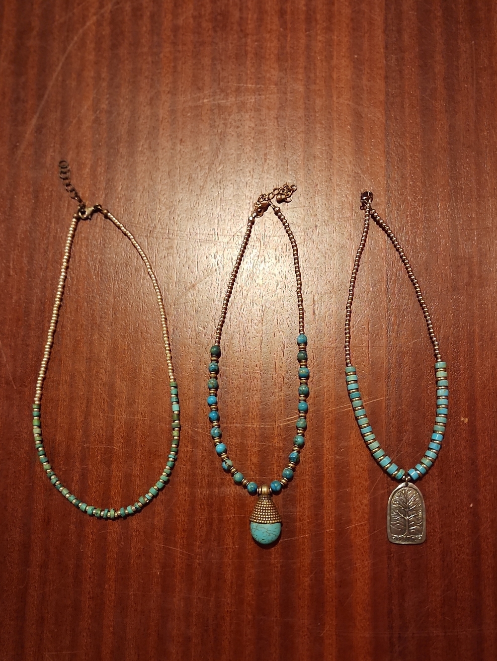 3 Turquoise Beaded Pendant Necklace - Women Jewelry